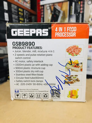 GEEPAS 4 in 1 Food Processor 9890