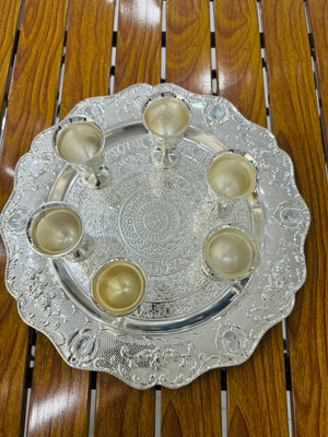 Premium Quality Metal Qahwa Set with Tray