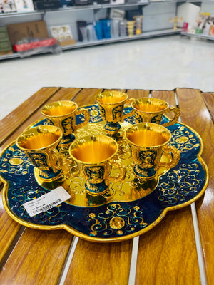 Premium Quality Metal Qahwa Set with Tray